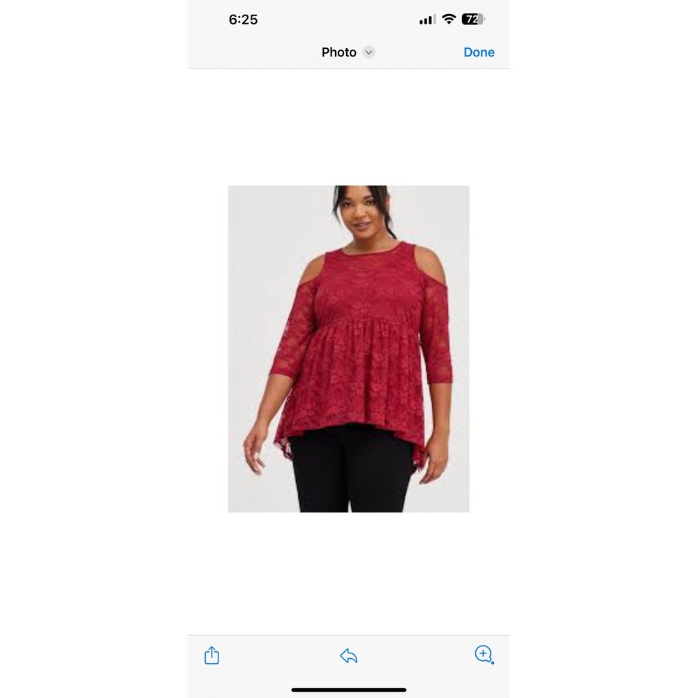 Torrid Babydoll Stretch Lace Cold Shoulder Top sz 1